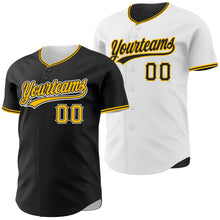 Laden Sie das Bild in den Galerie-Viewer, Uksn Individuelles Schwarz Gold-Weiß Wendbares Baseball-Trikot mit Knopfleiste