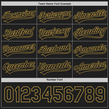 Laden Sie das Bild in den Galerie-Viewer, Uksn Individuelles Schwarz-Altgold Wendbares Baseball-Trikot mit Knopfleiste