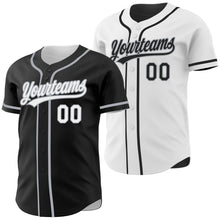 Laden Sie das Bild in den Galerie-Viewer, Uksn Individuelles Schwarz Weiß-Grau Wendbares Baseball-Trikot mit Knopfleiste