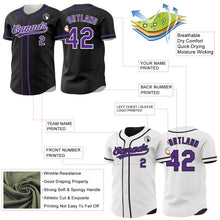 Laden Sie das Bild in den Galerie-Viewer, Uksn Individuelles Schwarz Violett-Weiß Wendbares Baseball-Trikot mit Knopfleiste
