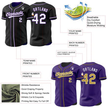 Laden Sie das Bild in den Galerie-Viewer, Uksn Individuelles Schwarz Weiß-Violett Wendbares Baseball-Trikot mit Knopfleiste