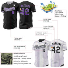 Laden Sie das Bild in den Galerie-Viewer, Uksn Individuelles Schwarz Weiß Violett mit Nadelstreifen Wendbares Baseball-Trikot mit Knopfleiste