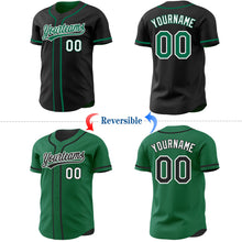 Laden Sie das Bild in den Galerie-Viewer, Uksn Individuelles Schwarz Kelly-Grün-Weiß Wendbares Baseball-Trikot mit Knopfleiste