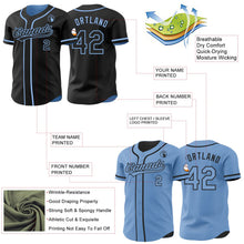 Laden Sie das Bild in den Galerie-Viewer, Uksn Individuelles Schwarz-Hellblau Wendbares Baseball-Trikot mit Knopfleiste