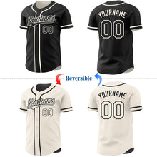 Laden Sie das Bild in den Galerie-Viewer, Uksn Individuelles Schwarz-Creme Wendbares Baseball-Trikot mit Knopfleiste