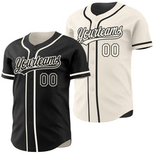 Laden Sie das Bild in den Galerie-Viewer, Uksn Individuelles Schwarz-Creme Wendbares Baseball-Trikot mit Knopfleiste