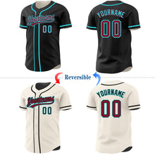Laden Sie das Bild in den Galerie-Viewer, Uksn Individuelles Schwarz Creme Wendbares Baseball-Trikot mit Knopfleiste