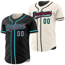 Laden Sie das Bild in den Galerie-Viewer, Uksn Individuelles Schwarz Creme Wendbares Baseball-Trikot mit Knopfleiste