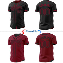 Laden Sie das Bild in den Galerie-Viewer, Uksn Individuelles Schwarz-Karmesinrot Wendbares Baseball-Trikot mit Knopfleiste