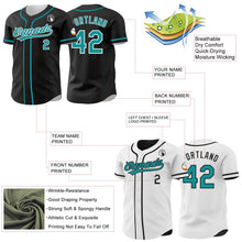 Laden Sie das Bild in den Galerie-Viewer, Uksn Individuelles Schwarz Petrol-Weiß Wendbares Baseball-Trikot mit Knopfleiste
