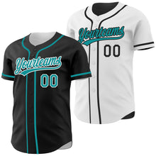 Laden Sie das Bild in den Galerie-Viewer, Uksn Individuelles Schwarz Petrol-Weiß Wendbares Baseball-Trikot mit Knopfleiste