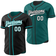 Laden Sie das Bild in den Galerie-Viewer, Uksn Individuelles Schwarz Weiß-Petrol Wendbares Baseball-Trikot mit Knopfleiste