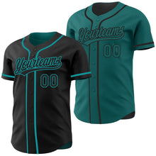 Laden Sie das Bild in den Galerie-Viewer, Uksn Individuelles Schwarz-Petrol Wendbares Baseball-Trikot mit Knopfleiste