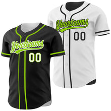 Laden Sie das Bild in den Galerie-Viewer, Uksn Individuelles Schwarz Neongrün-Weiß Wendbares Baseball-Trikot mit Knopfleiste