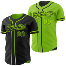 Laden Sie das Bild in den Galerie-Viewer, Uksn Individuelles Schwarz-Neongrün Wendbares Baseball-Trikot mit Knopfleiste