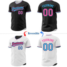 Laden Sie das Bild in den Galerie-Viewer, Uksn Individuelles Schwarz Weiß Wendbares Baseball-Trikot mit Knopfleiste