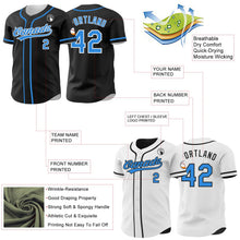 Laden Sie das Bild in den Galerie-Viewer, Uksn Individuelles Schwarz Elektrisch Blau-Weiß Wendbares Baseball-Trikot mit Knopfleiste