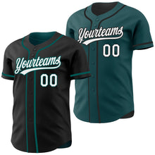 Laden Sie das Bild in den Galerie-Viewer, Uksn Individuelles Schwarz Weiß-Mitternachtsgrün Wendbares Baseball-Trikot mit Knopfleiste