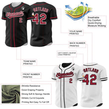 Laden Sie das Bild in den Galerie-Viewer, Uksn Individuelles Schwarz Kardinalrot-Weiß Wendbares Baseball-Trikot mit Knopfleiste