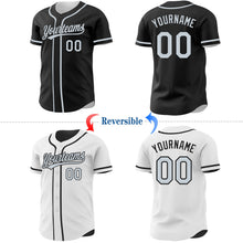 Laden Sie das Bild in den Galerie-Viewer, Uksn Individuelles Schwarz-Silber Wendbares Baseball-Trikot mit Knopfleiste