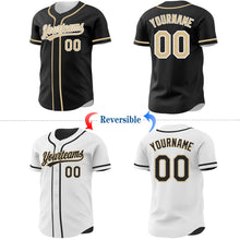 Laden Sie das Bild in den Galerie-Viewer, Uksn Individuelles Schwarz Vegas-Gold-Weiß Wendbares Baseball-Trikot mit Knopfleiste