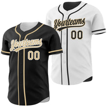 Laden Sie das Bild in den Galerie-Viewer, Uksn Individuelles Schwarz Vegas-Gold-Weiß Wendbares Baseball-Trikot mit Knopfleiste