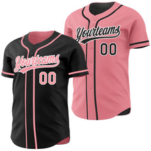 Laden Sie das Bild in den Galerie-Viewer, Uksn Individuelles Schwarz Mittelpink-Weiß Wendbares Baseball-Trikot mit Knopfleiste