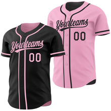 Laden Sie das Bild in den Galerie-Viewer, Uksn Individuelles Schwarz-Hellrosa Wendbares Baseball-Trikot mit Knopfleiste