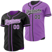 Laden Sie das Bild in den Galerie-Viewer, Uksn Individuelles Schwarz Mittelviolett-Weiß Wendbares Baseball-Trikot mit Knopfleiste