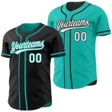 Laden Sie das Bild in den Galerie-Viewer, Uksn Individuelles Schwarz Weiß-Aqua Wendbares Baseball-Trikot mit Knopfleiste