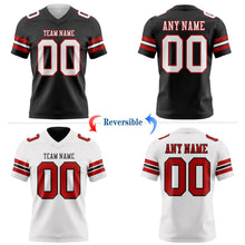 Laden Sie das Bild in den Galerie-Viewer, Uksn Individuelles Schwarz Weiß-Rot Wendbares Zweiseitiges Authentisches Football Trikot