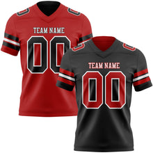 Laden Sie das Bild in den Galerie-Viewer, Uksn Individuelles Schwarz Rot-Weiß Wendbares Zweiseitiges Authentisches Football Trikot