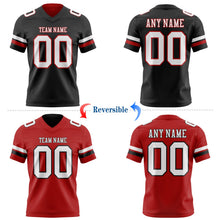 Laden Sie das Bild in den Galerie-Viewer, Uksn Individuelles Schwarz Weiß-Rot Wendbares Zweiseitiges Authentisches Football Trikot