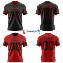 Laden Sie das Bild in den Galerie-Viewer, Uksn Individuelles Schwarz-Rot Wendbares Zweiseitiges Authentisches Football Trikot