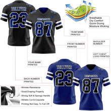 Laden Sie das Bild in den Galerie-Viewer, Uksn Individuelles Schwarz Royalblau-Weiß Wendbares Zweiseitiges Authentisches Football Trikot
