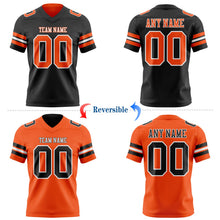 Laden Sie das Bild in den Galerie-Viewer, Uksn Individuelles Schwarz Orange-Weiß Wendbares Zweiseitiges Authentisches Football Trikot