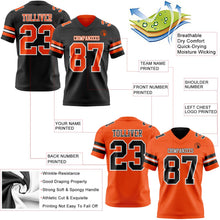 Laden Sie das Bild in den Galerie-Viewer, Uksn Individuelles Schwarz Orange-Weiß Wendbares Zweiseitiges Authentisches Football Trikot
