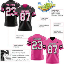 Laden Sie das Bild in den Galerie-Viewer, Uksn Individuelles Schwarz Weiß-Pink Wendbares Zweiseitiges Authentisches Football Trikot