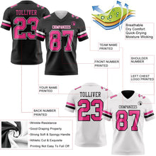 Laden Sie das Bild in den Galerie-Viewer, Uksn Individuelles Schwarz Pink-Weiß Wendbares Zweiseitiges Authentisches Football Trikot