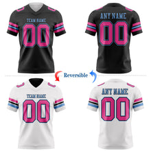 Laden Sie das Bild in den Galerie-Viewer, Uksn Individuelles Schwarz Pink-Hellblau Wendbares Zweiseitiges Authentisches Football Trikot