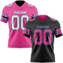 Laden Sie das Bild in den Galerie-Viewer, Uksn Individuelles Schwarz Pink-Hellblau Wendbares Zweiseitiges Authentisches Football Trikot