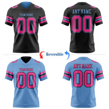 Laden Sie das Bild in den Galerie-Viewer, Uksn Individuelles Schwarz Pink-Hellblau Wendbares Zweiseitiges Authentisches Football Trikot