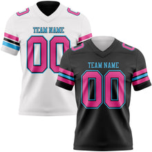 Laden Sie das Bild in den Galerie-Viewer, Uksn Individuelles Schwarz Pink-Himmelblau Wendbares Zweiseitiges Authentisches Football Trikot