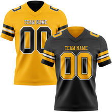 Laden Sie das Bild in den Galerie-Viewer, Uksn Individuelles Schwarz Gold-Weiß Wendbares Zweiseitiges Authentisches Football Trikot