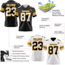 Laden Sie das Bild in den Galerie-Viewer, Uksn Individuelles Schwarz Weiß-Gold Wendbares Zweiseitiges Authentisches Football Trikot
