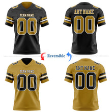 Laden Sie das Bild in den Galerie-Viewer, Uksn Individuelles Schwarz Altgold-Weiß Wendbares Zweiseitiges Authentisches Football Trikot