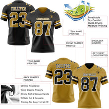 Laden Sie das Bild in den Galerie-Viewer, Uksn Individuelles Schwarz Altgold-Weiß Wendbares Zweiseitiges Authentisches Football Trikot
