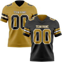 Laden Sie das Bild in den Galerie-Viewer, Uksn Individuelles Schwarz Altgold-Weiß Wendbares Zweiseitiges Authentisches Football Trikot