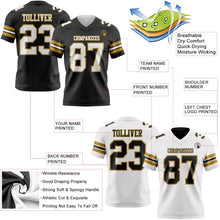 Laden Sie das Bild in den Galerie-Viewer, Uksn Individuelles Schwarz Weiß-Altgold Wendbares Zweiseitiges Authentisches Football Trikot