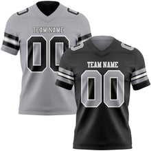 Laden Sie das Bild in den Galerie-Viewer, Uksn Individuelles Schwarz Grau-Weiß Wendbares Zweiseitiges Authentisches Football Trikot